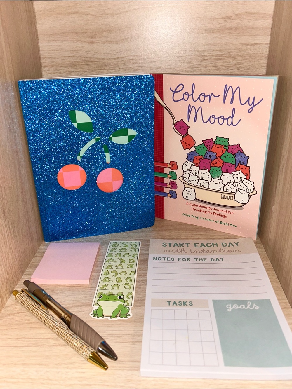 Cute Girly Cherry Journaling Bundle - Mood Tracker Coloring and Journal